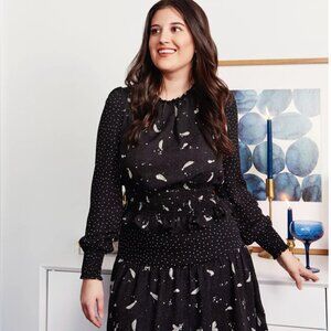 POPSUGAR collection Mixed-Print Mini Dress Size Small Black shooting stars